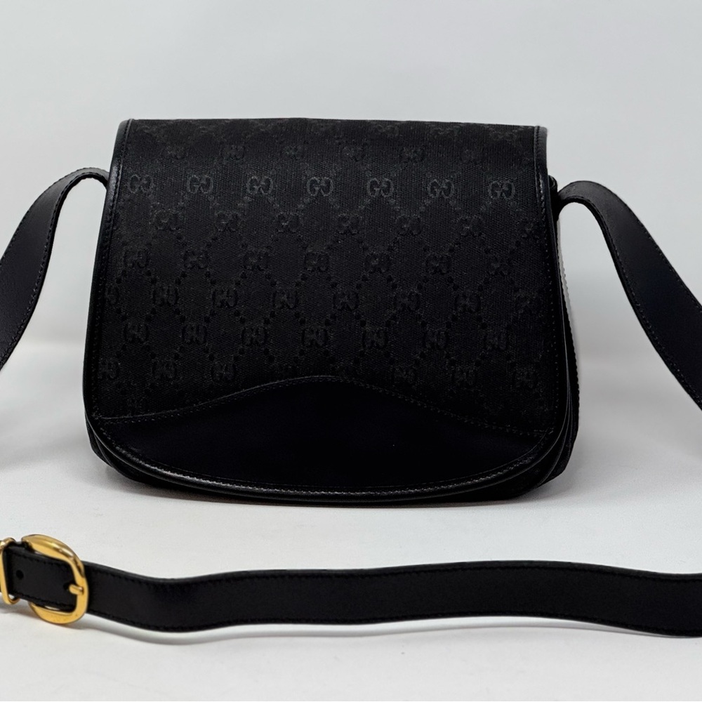 💯 Authentic GUCCI vintage monogram Print Black Shoulder Bag - Picture 3 of 11